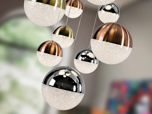 Lustra din Metal Crom si Policarbonat Multicolor 78.60W D60xH500cm Sphere