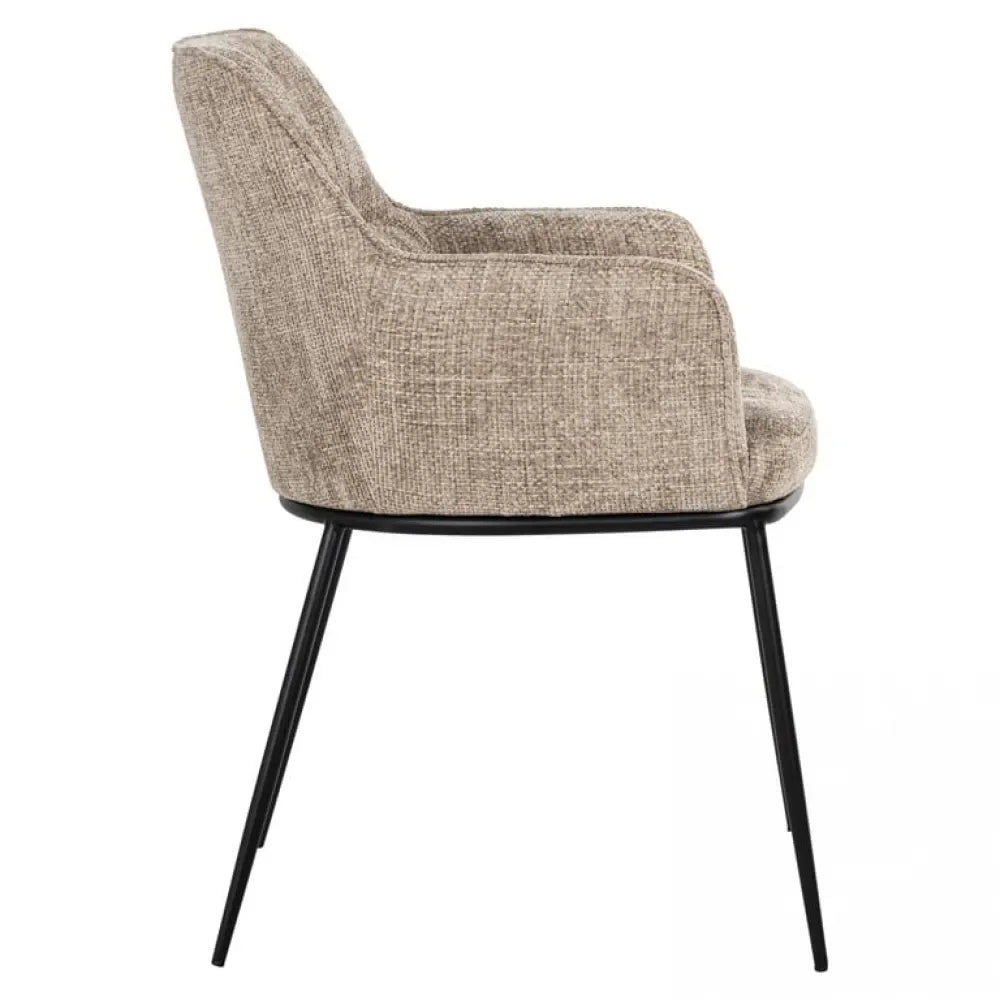 Scaun tapitat cu Stofa Bej cu picioare din Metal Negru H84xL55xA61cm Bella Richmond Interiors