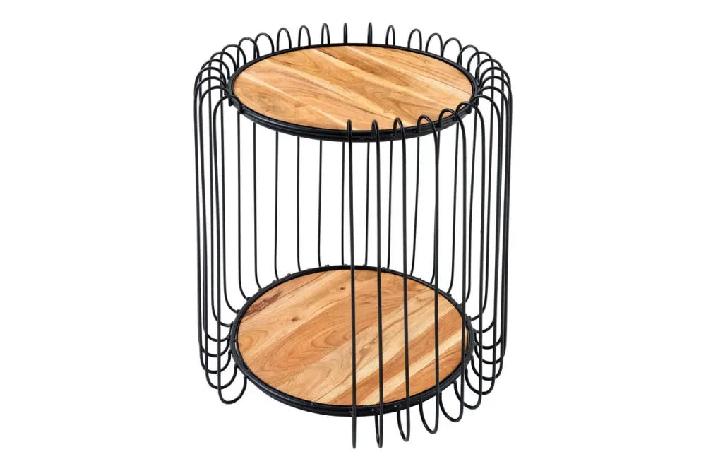 Masuta laterala din Lemn de salcam Maro si Metal Negru L46xH49cm True elements