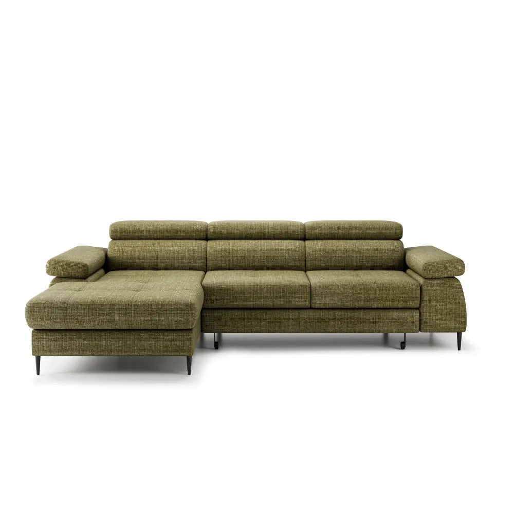 Coltar extensibil tapitat cu Chenille Verde cu lada depozitare Cordoba I