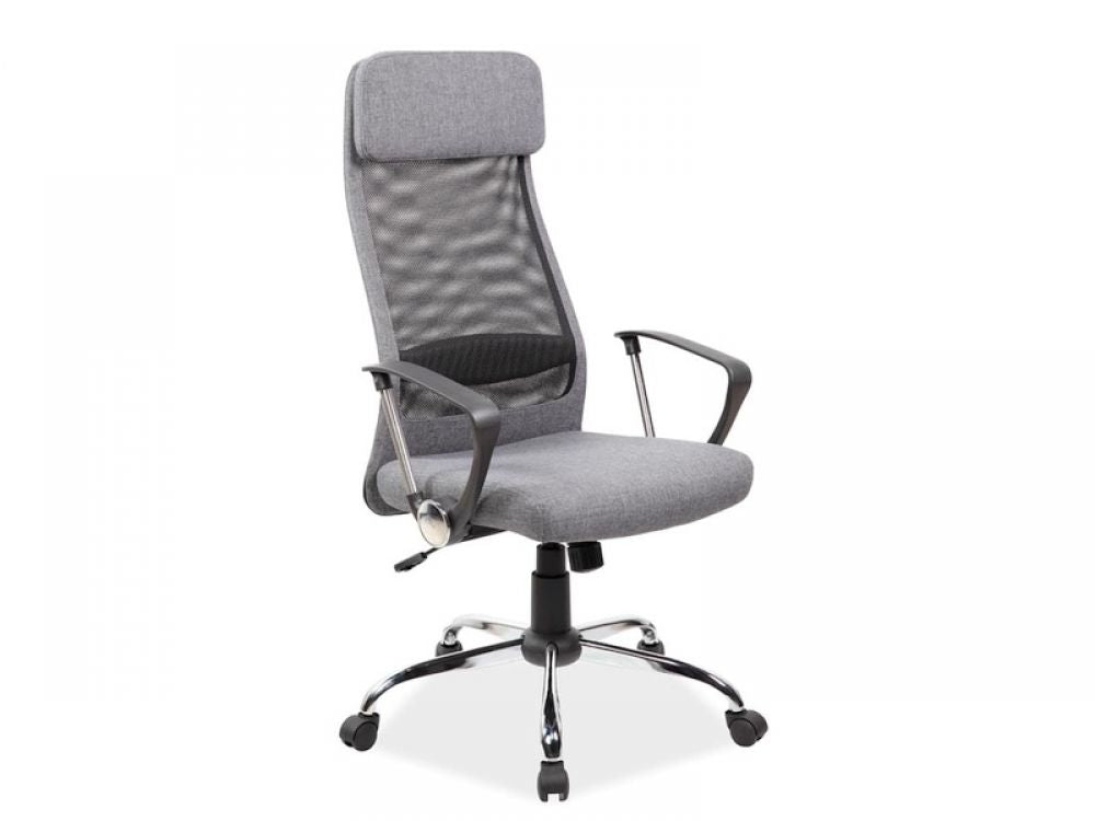 Scaun de birou reglabil din Poliester si Metal Gri/Argintiu H118-128xL62xA49cm Q345