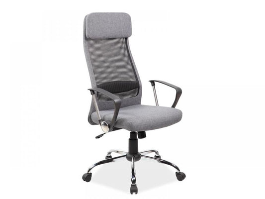 Scaun de birou reglabil din Poliester si Metal Gri/Argintiu H118-128xL62xA49cm Q345