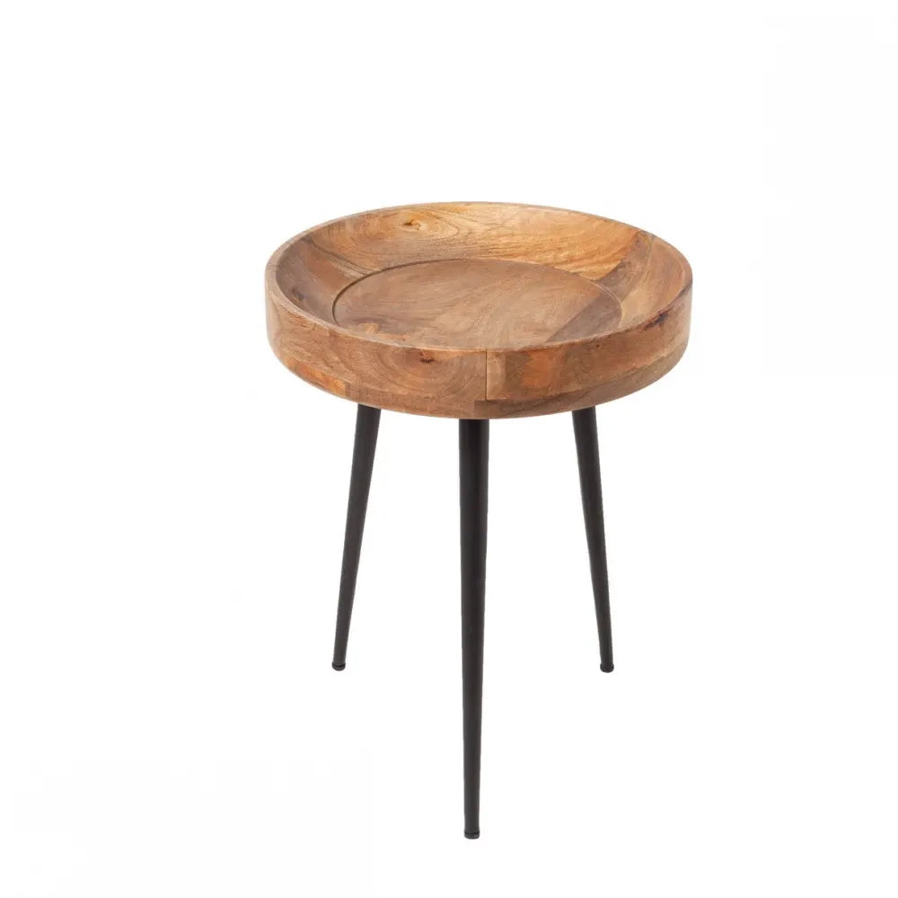 Masuta laterala din Lemn de mango Maro si Metal Negru D35xH50cm Pure