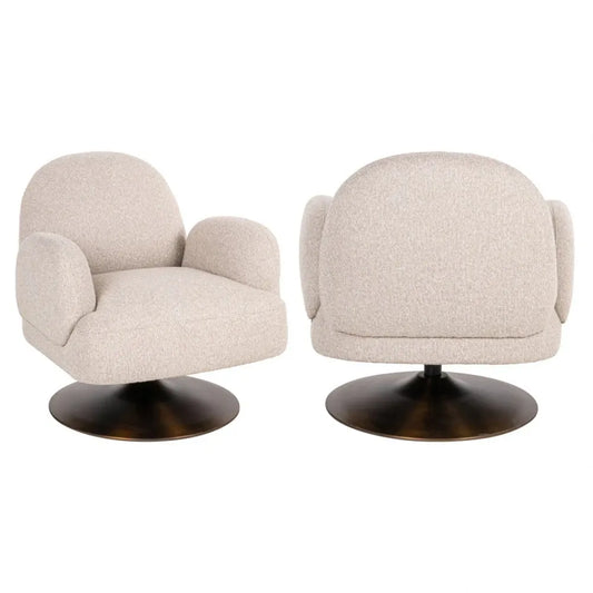 Fotoliu rotativ din Stofa Bej si Metal Alama L76xH77cm Kagney Richmond interiors