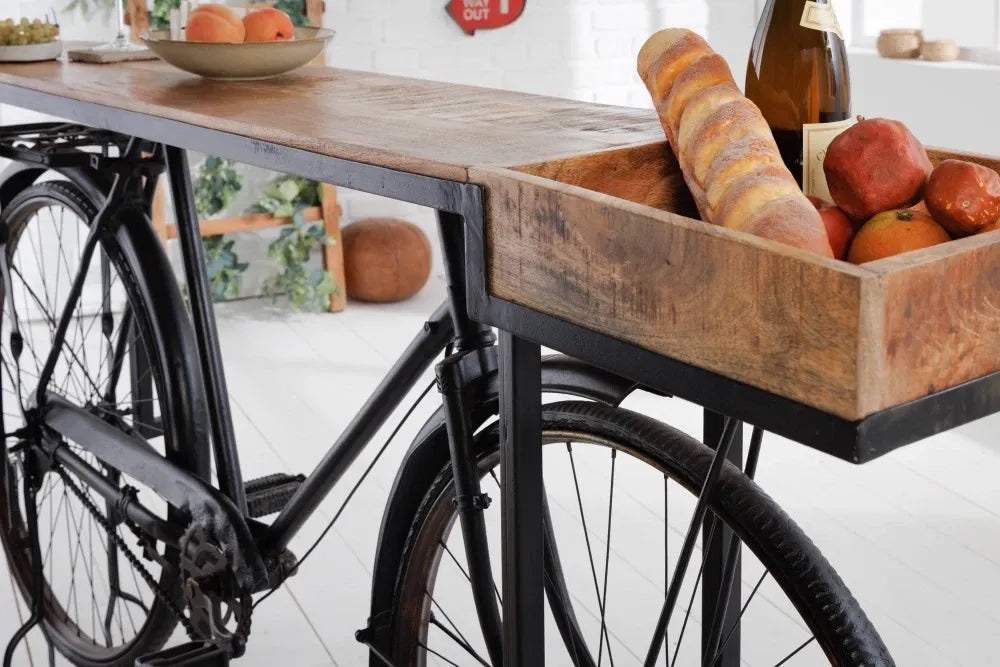 Consola din Lemn de mango Maro si Metal Negru L194xH94cm BICYCLE