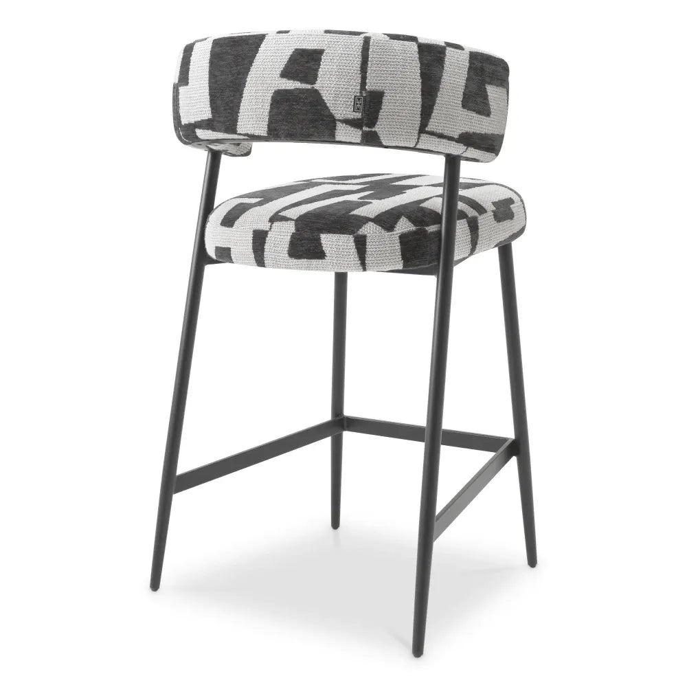 Scaun de insula tapitat cu Stofa Negru/Alb L59xA57xH95.5cm Folsom Eichholtz
