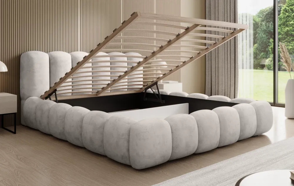 Pat 180x200cm tapitat cu Chenille Crem Dallas