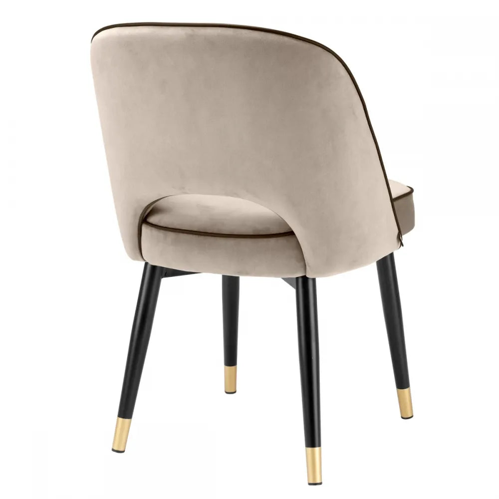 Set 2 scaune tapitat cu Catifea Grej cu picioare din Metal Negru/Auriu H84xL53xA56cm Cliff Eichholtz