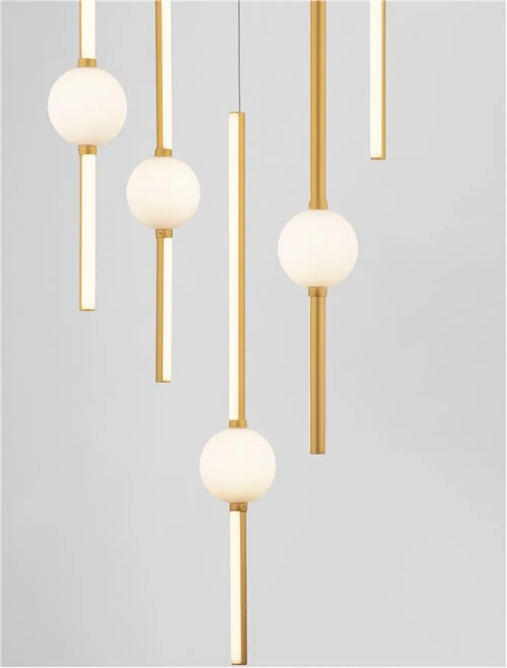 Candelabru structura din Aluminiu Negru/Auriu si abajur din Sticla Alb H50xL52cm IP20 60W 5589lm 3000k ACROBAT
