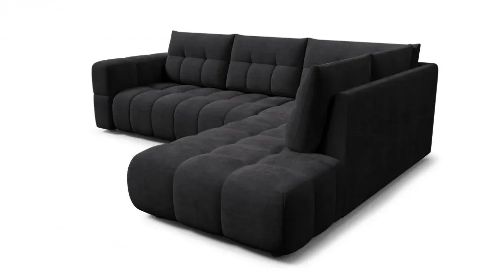 Coltar in forma de L tapitat cu material pet friendly Alias negru L291 x 219cm
