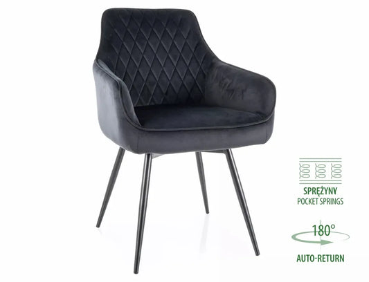 Set 2 scaune din Catifea Negru si Metal Negru Hx88Lx55xA58cm Marlo