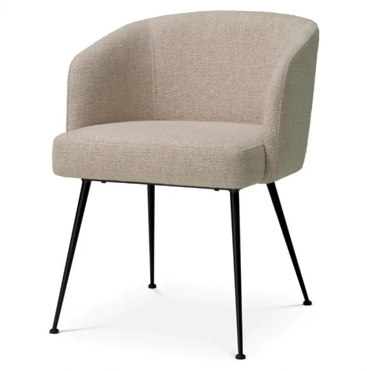 Scaun cu brate tapitat cu Stofa Renato Alb cu picioare Negre H78xL58xA58cm Aiden Eichholtz