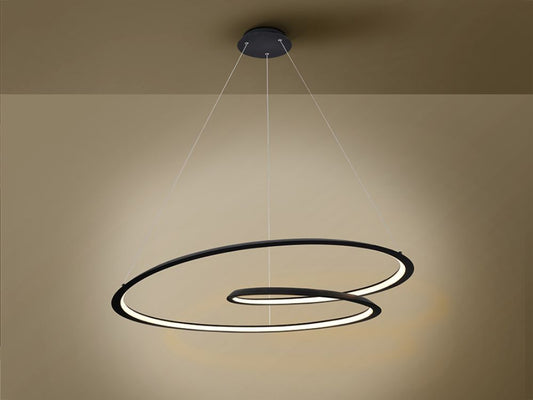 Lustra rotunda cu inaltime reglabila din Aluminiu Negru cu LED D97xH130cm Looping