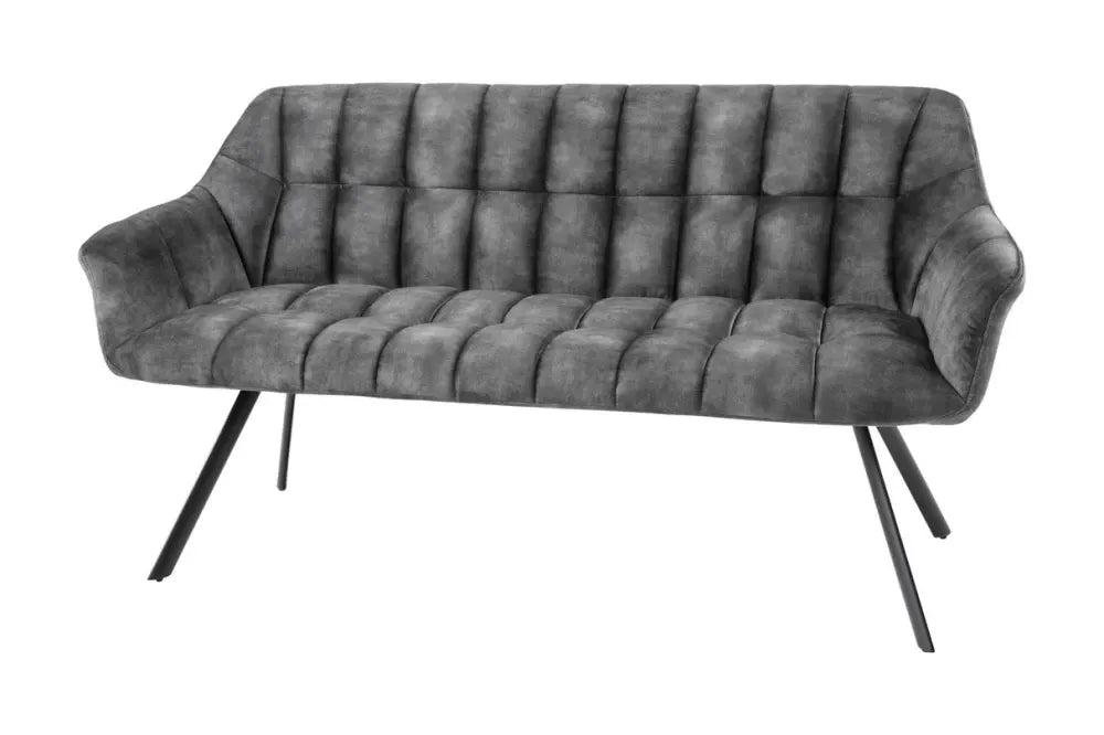 Banca din Metal Negru si Catifea Gri H85xL165cm Papillon