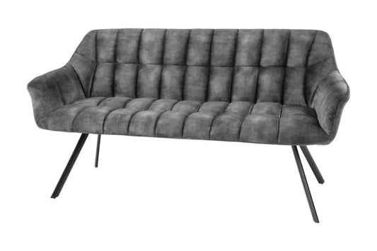 Banca din Metal Negru si Catifea Gri H85xL165cm Papillon