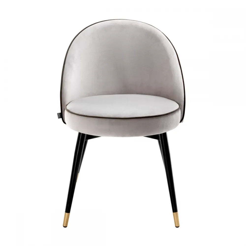 Set 2 scaune tapitat cu Catifea Gri deschis cu picioare din Metal Negru/Auriu H83xL55xA64cm Cooper Eichholtz