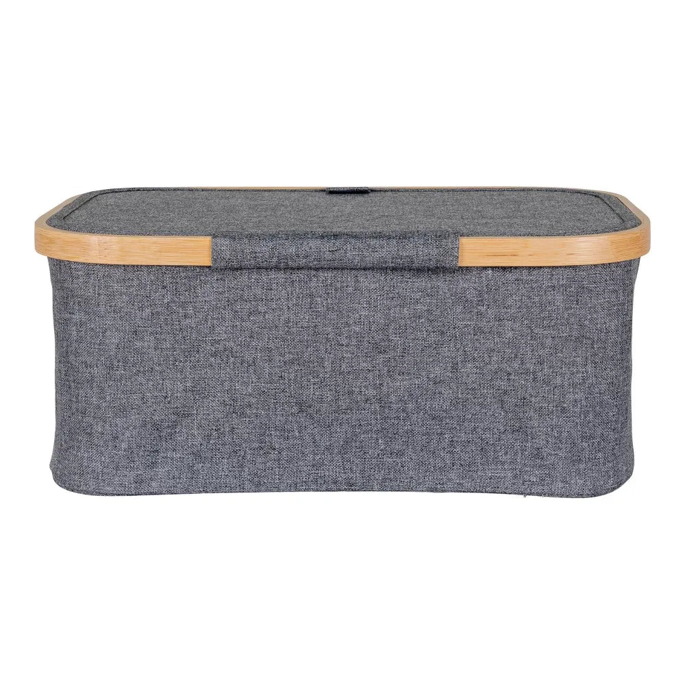 Cos depozitare din Lemn de bambus/Textil Maro/Gri H16xL38cm Noto