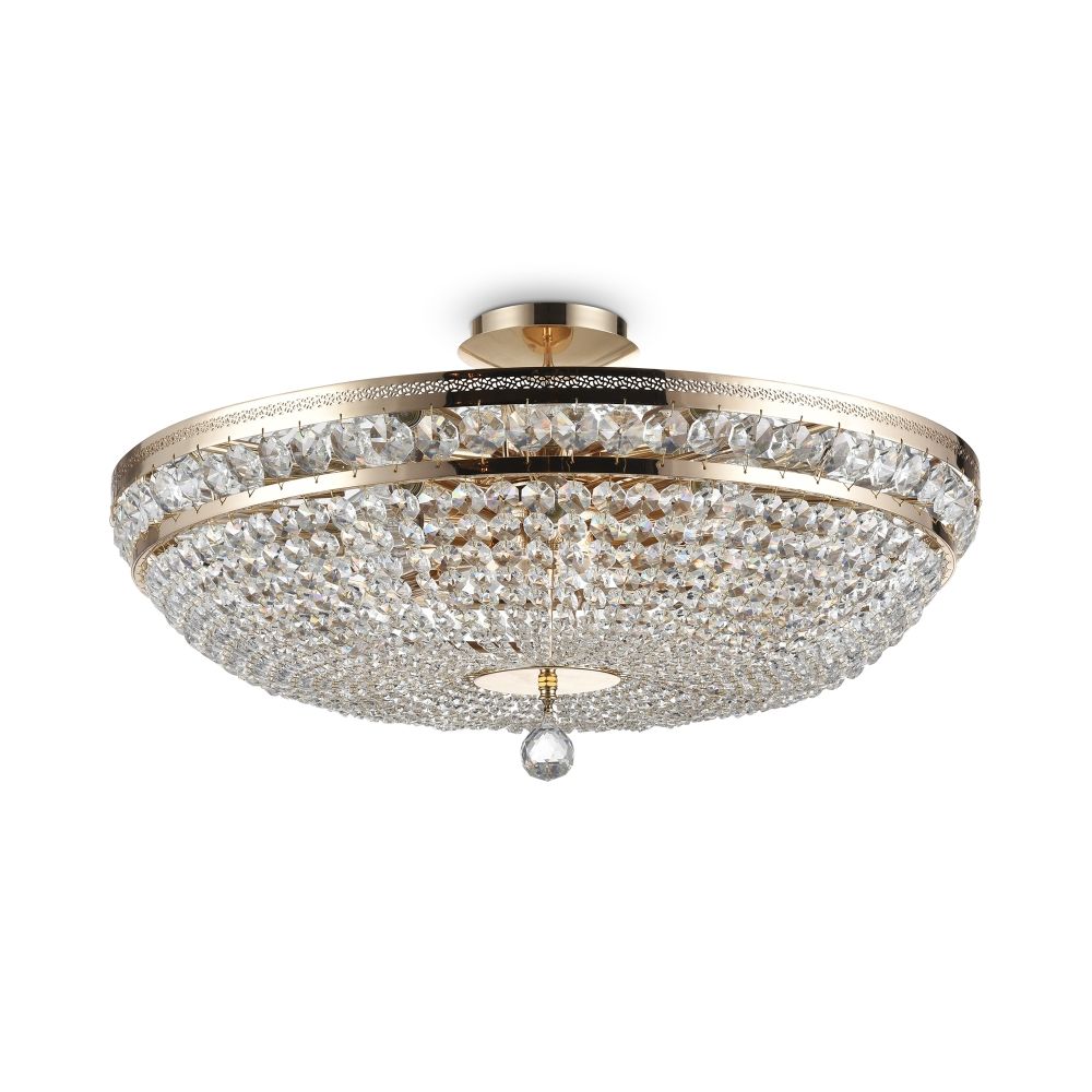 Candelabru din Metal Auriu cu 12 becuri E14 60W D65xH34cm Ottilia