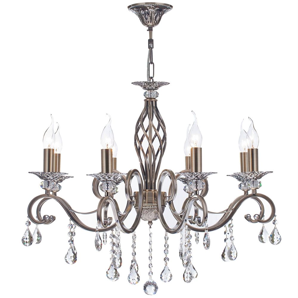 Candelabru rotund cu inaltime reglabila din Cristal Auriu cu 8 becuri D72xH119cm Grace