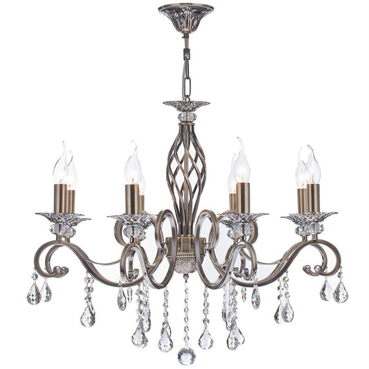 Candelabru rotund cu inaltime reglabila din Cristal Auriu cu 8 becuri D72xH119cm Grace