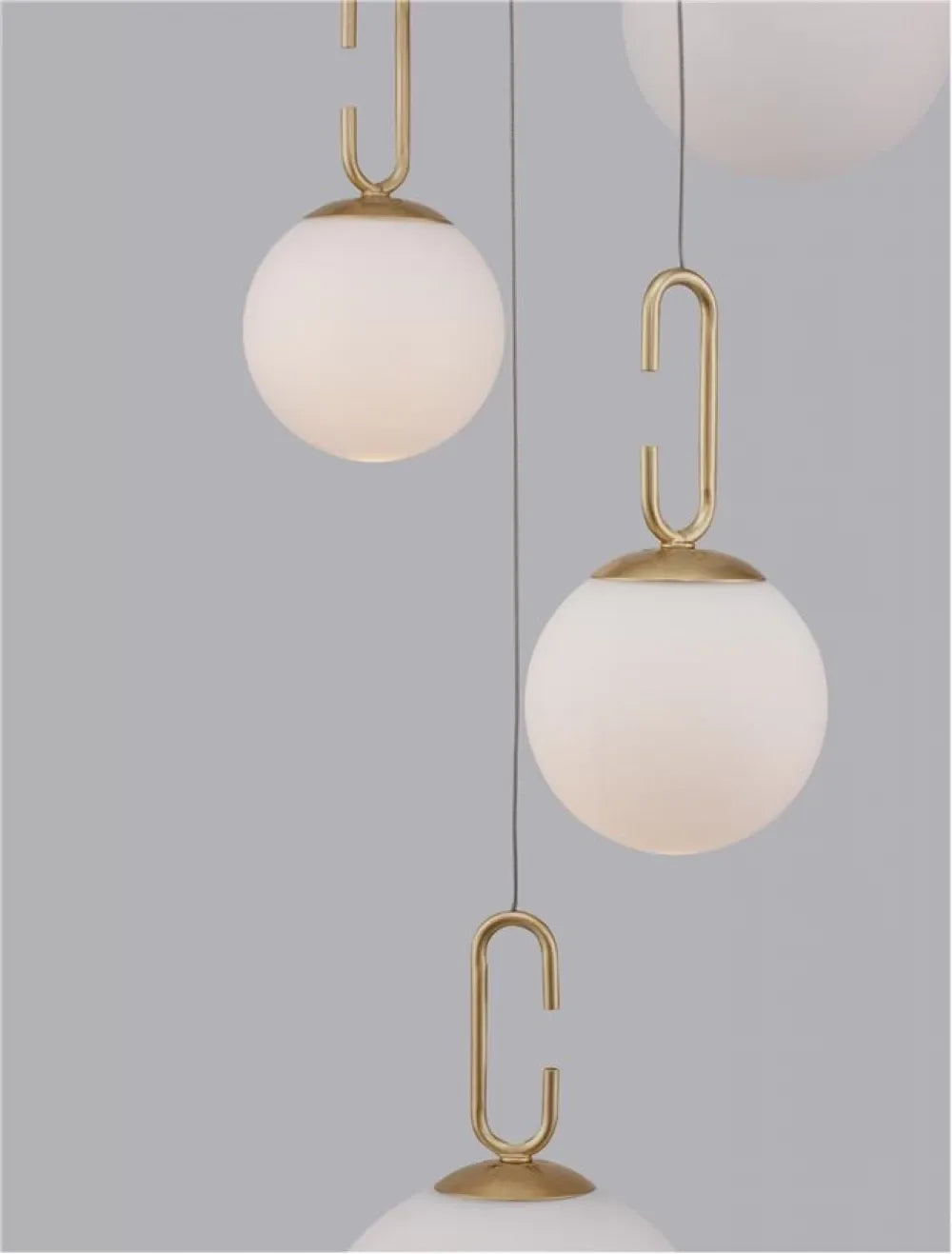 Candelabru structura din Metal Auriu si abajur din Sticla Alb H180xL42cm IP20 30W 3142lm 3000k HOOK