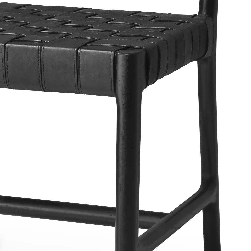 Scaun tapitat cu Piele naturala Negru L58xA59.5xH85cm Tiberio Eichholtz
