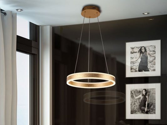 Lustra rotunda cu inaltime reglabila din Aluminiu Auriu cu LED  D50xH130cm Helia