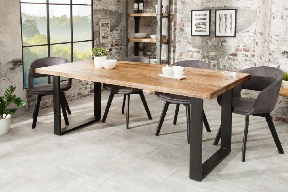 Masa dreptunghiulara din Lemn de mango Maro/Negru de 8 persoane L200x90cm Iron Craft