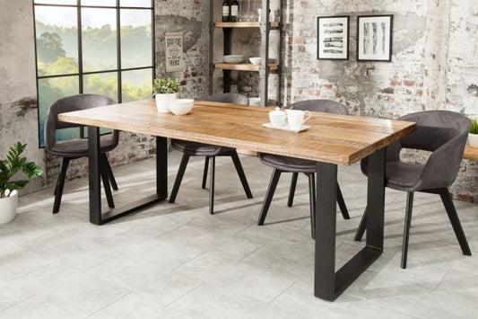 Masa dreptunghiulara din Lemn de mango Maro/Negru de 8 persoane L200x90cm Iron Craft