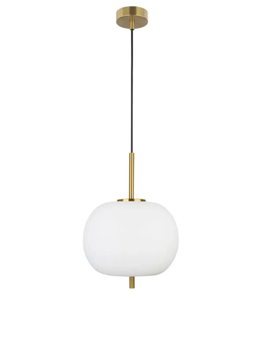 Pendul structura din Metal Auriu si abajur din Sticla Alb H120xL30cm IP20 LATO