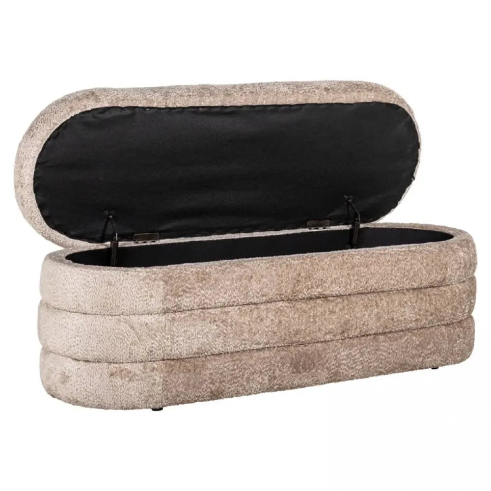 Bancheta tapitata cu Blanita artificiala Bej L132xH47cm Camille Richmond Interiors