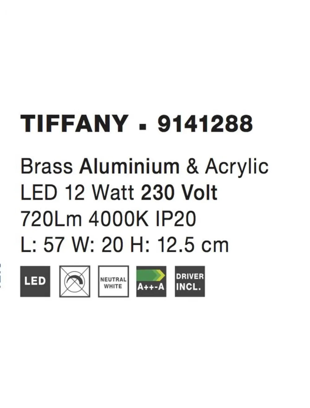 Aplica de perete structura din Aluminiu Alama antichizata si abajur din Acrilic Transparent H11.5xL57.5cm IP20 12W 720lm 4000k TIFFANY