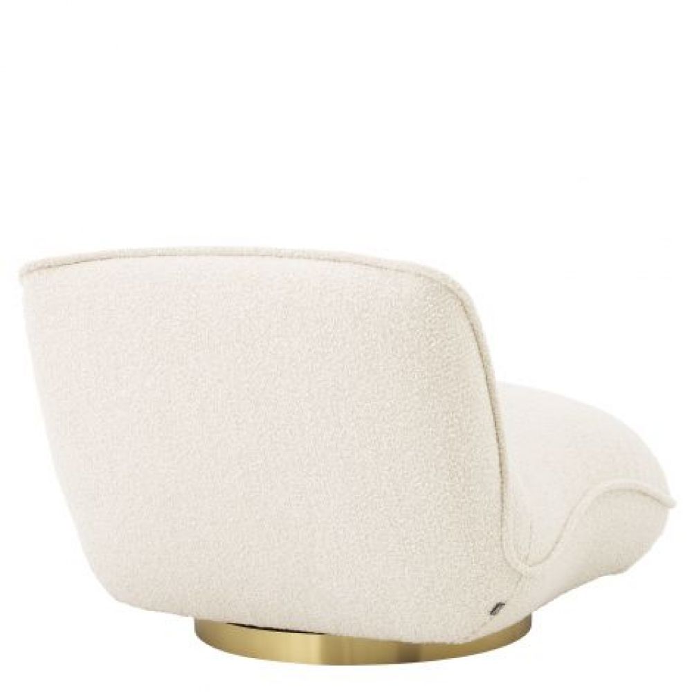Fotoliu Relax Eichholtz tapitat cu Stofa Boucle Crem cu baza din Otel inoxidabil Auriu H71xL85.5xA105cm