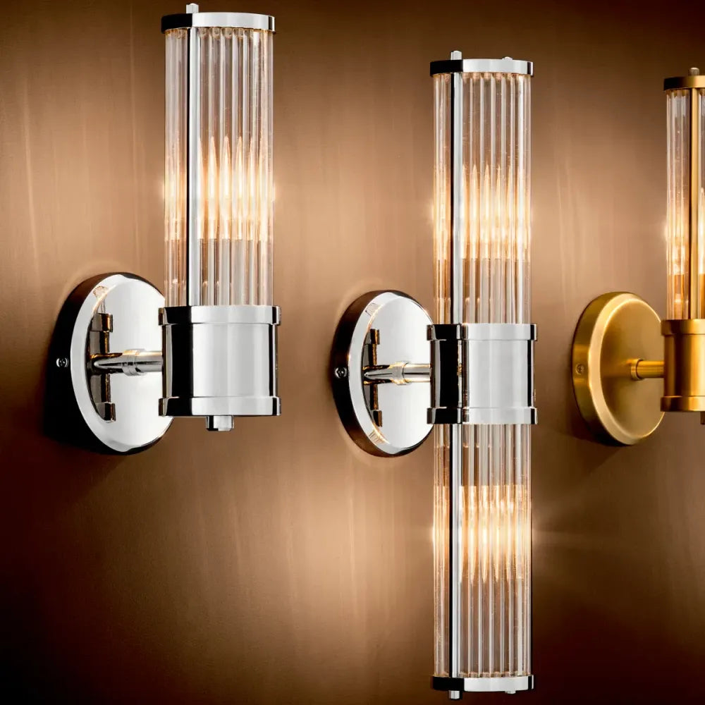 Aplica de perete din Metal Argintiu si Sticla Transparent H29.5xL12cm Claridges Single Eichholtz