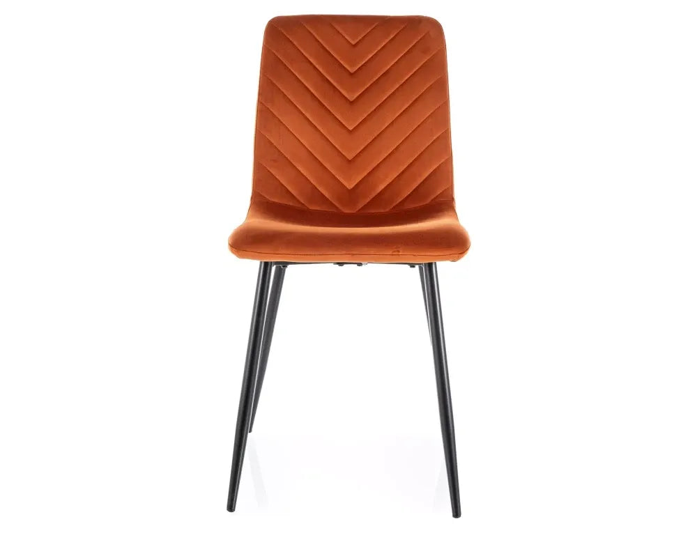 Set 2 scaune din Catifea Portocaliu cinnamon si Metal Negru Hx91Lx45xAcm Daren