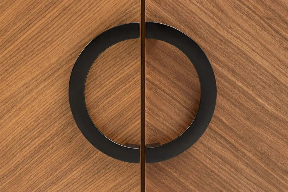 Comoda din MDF/Furnir de nuc Maro si Metal Negru L180xH80cm GRANDEZZA