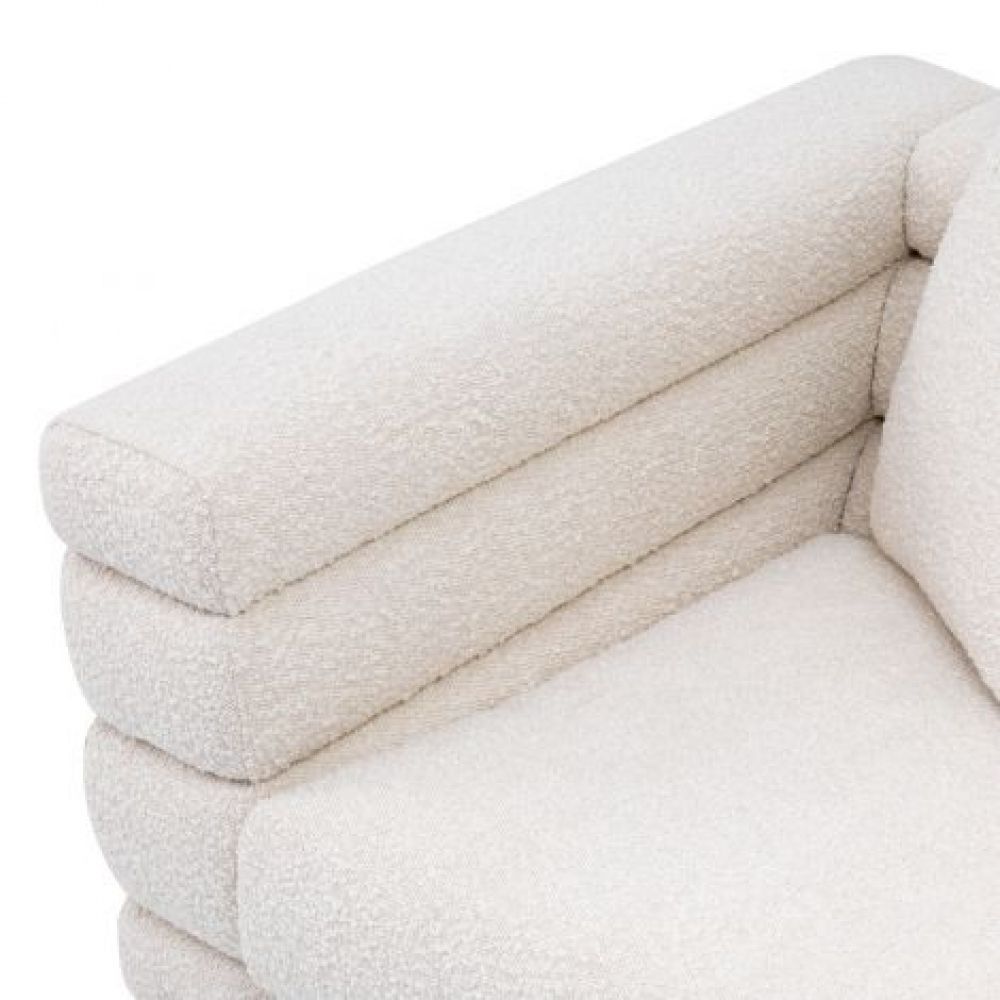 Fotoliu York Eichholtz tapitat cu Stofa Boucle Crem cu picioare din Otel inoxidabil Auriu H69xL112xA97cm