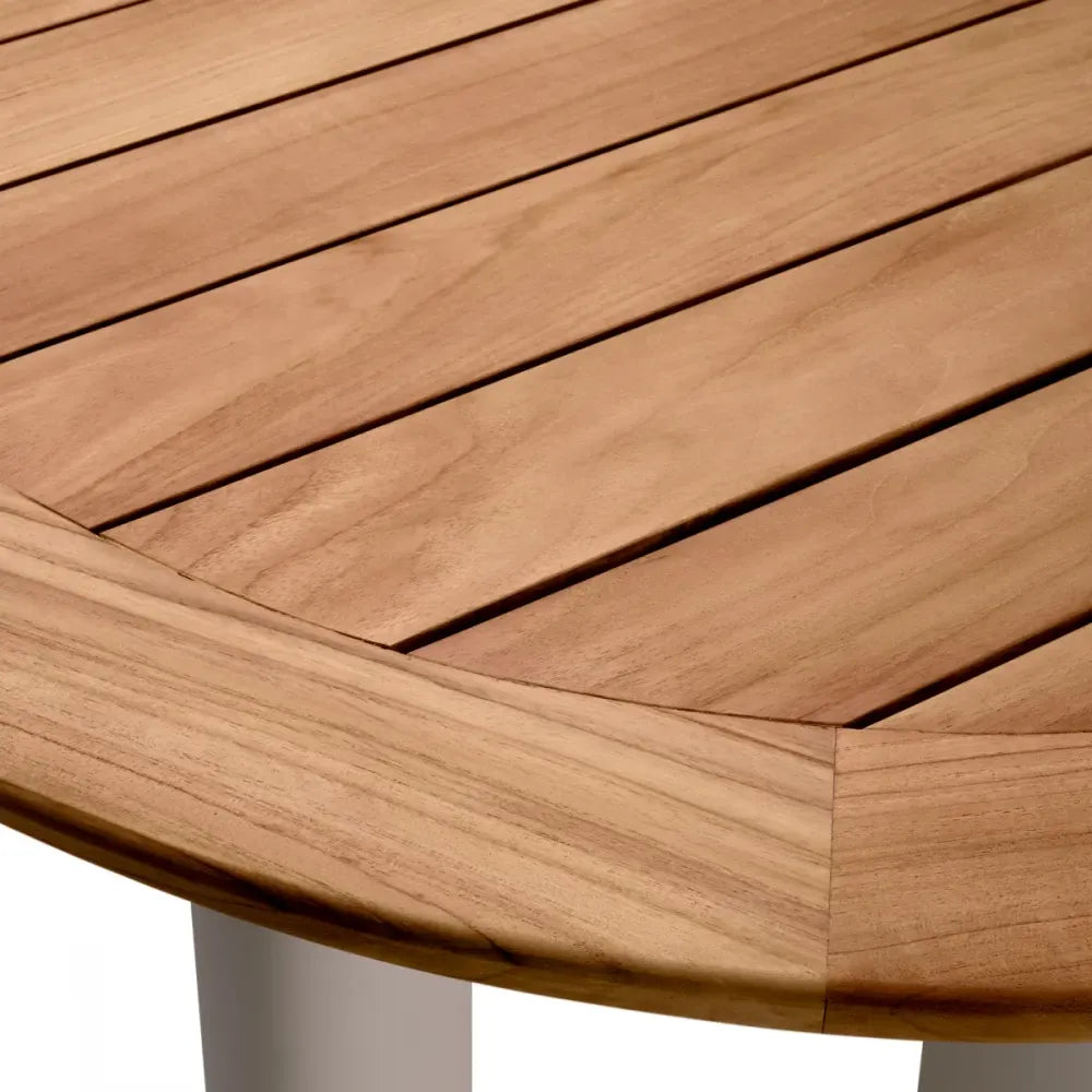 Masa de exterior din Metal Bej si Lemn de tec Maro H76xL258.5cm Free Form Eichholtz