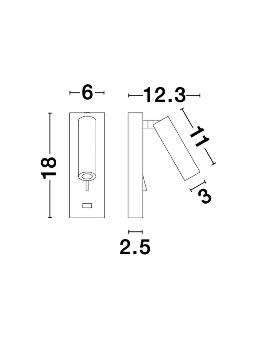 Aplica de perete din Aluminiu Alb H18xL6cm IP20 3W 210lm 3000k FUSE