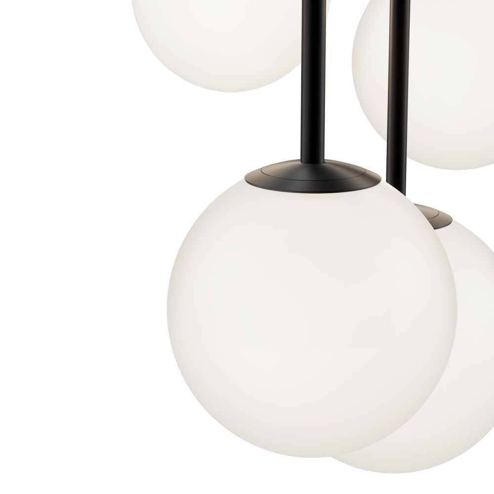 Lustra din Metal si Sticla Negru mat/Alb cu 5 becuri E14 40W D45xH180cm Basic form