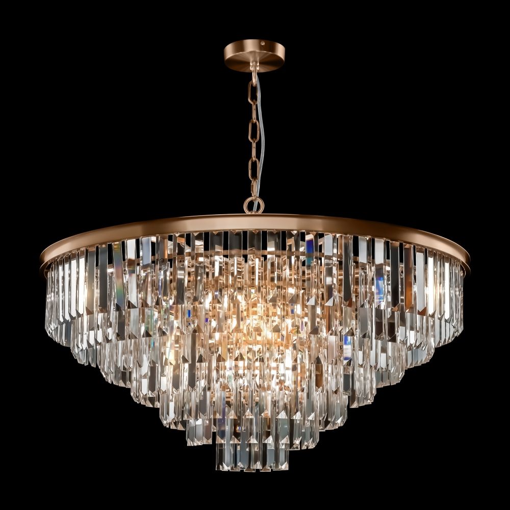 Lustra rotunda cu inaltime reglabila din Cristal Transparent cu 16 becuri D80xH127cm Revero
