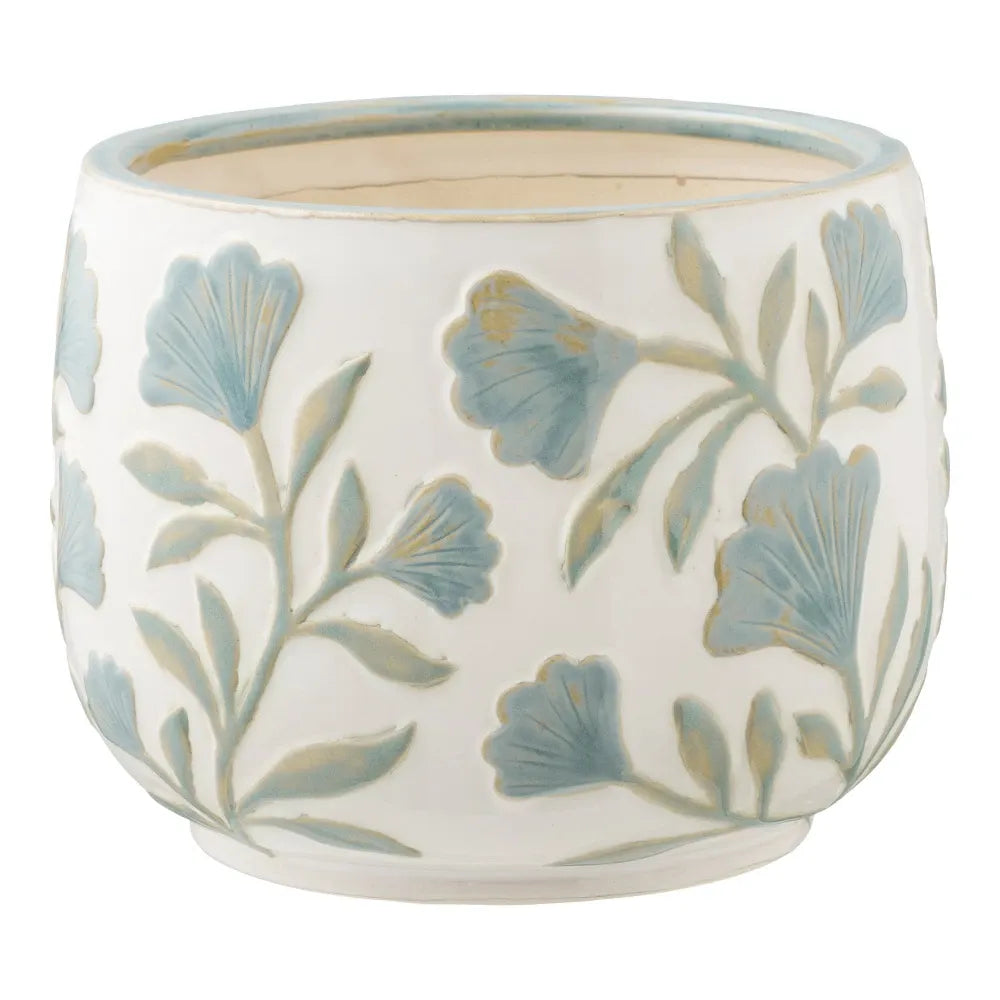 Ghiveci decorativ din Ceramica Alb/Albastru D22,5xH17,5cm HN1237