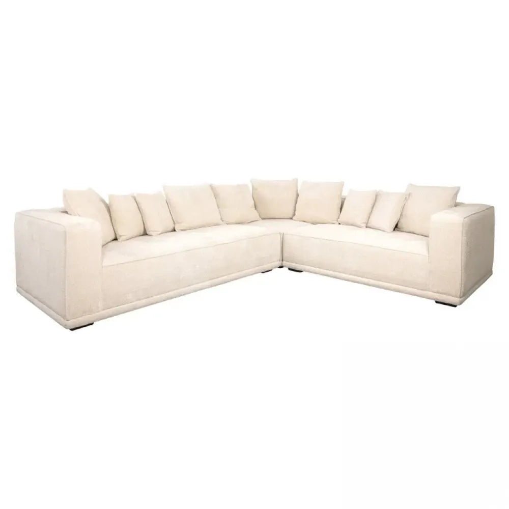 Coltar fix simetric tapitata cu Chenille Bej L308cm Lusso Richmond Interiors