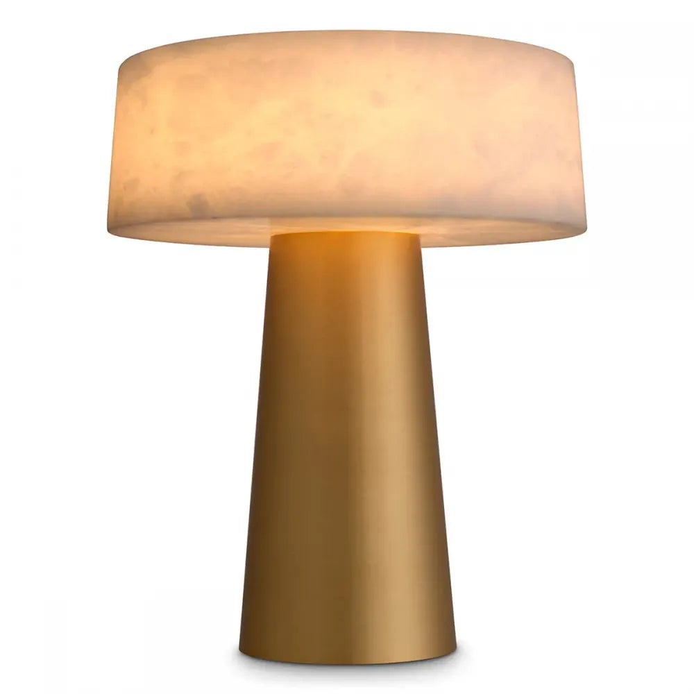 Veioza din Metal Alama si Alabastru Alb H43xD33cm Cinco Eichholtz