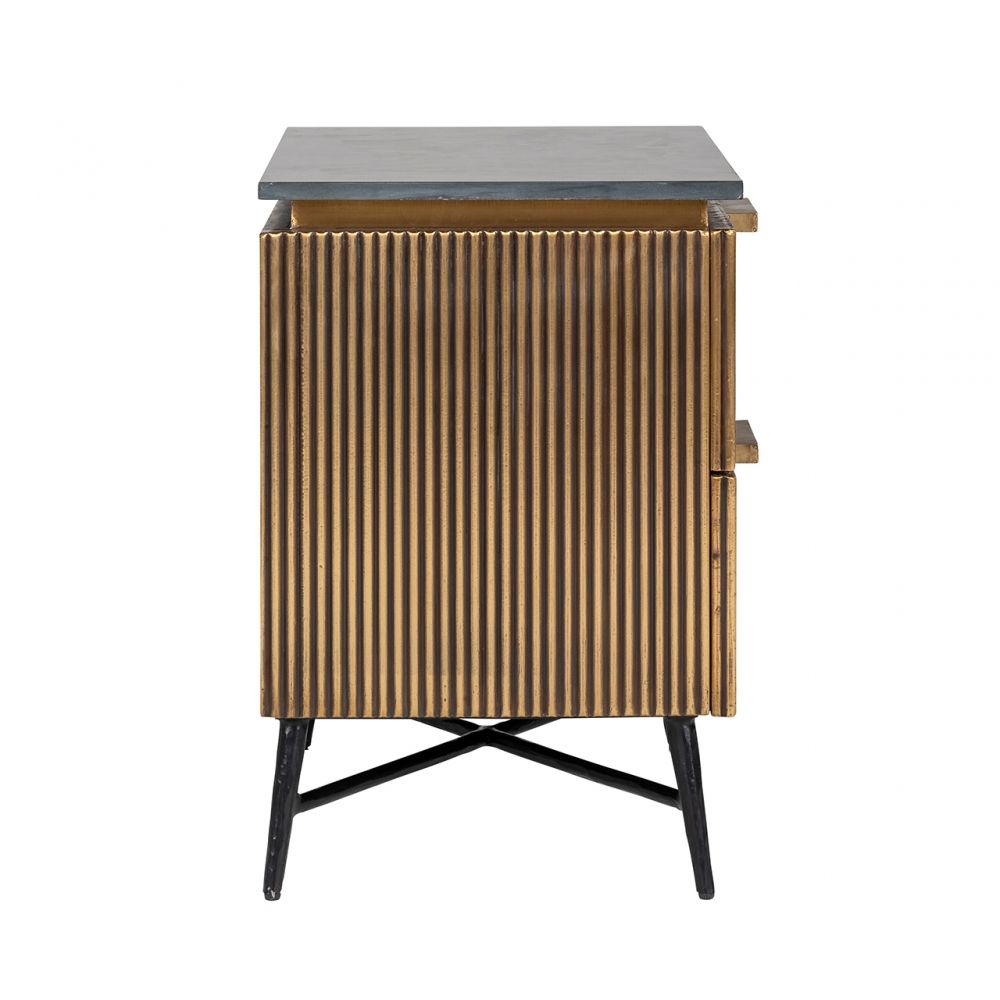 Noptiera din Marmura si MDF Negru/ Maro L50xH58cm Ironville Richmond Interiors