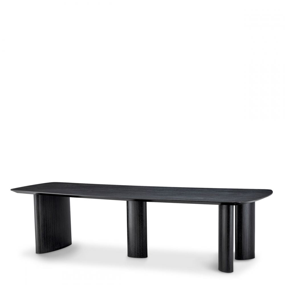 Masa Dreptunghiulara Bergman L Eichholtz din Furnir de stejar Negru de 8-12 persoane L300xH76.5cm