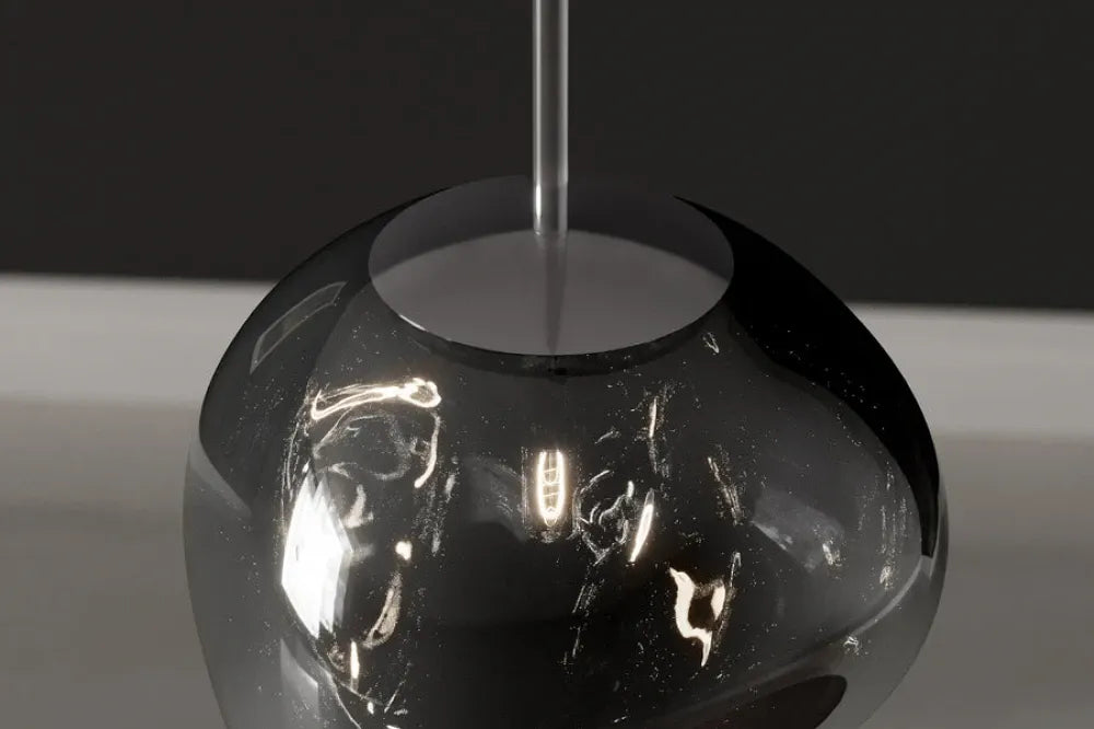 Pendul din Metal Negru si Sticla Fumuriu D20xH150cm LIQUID DIAMOND