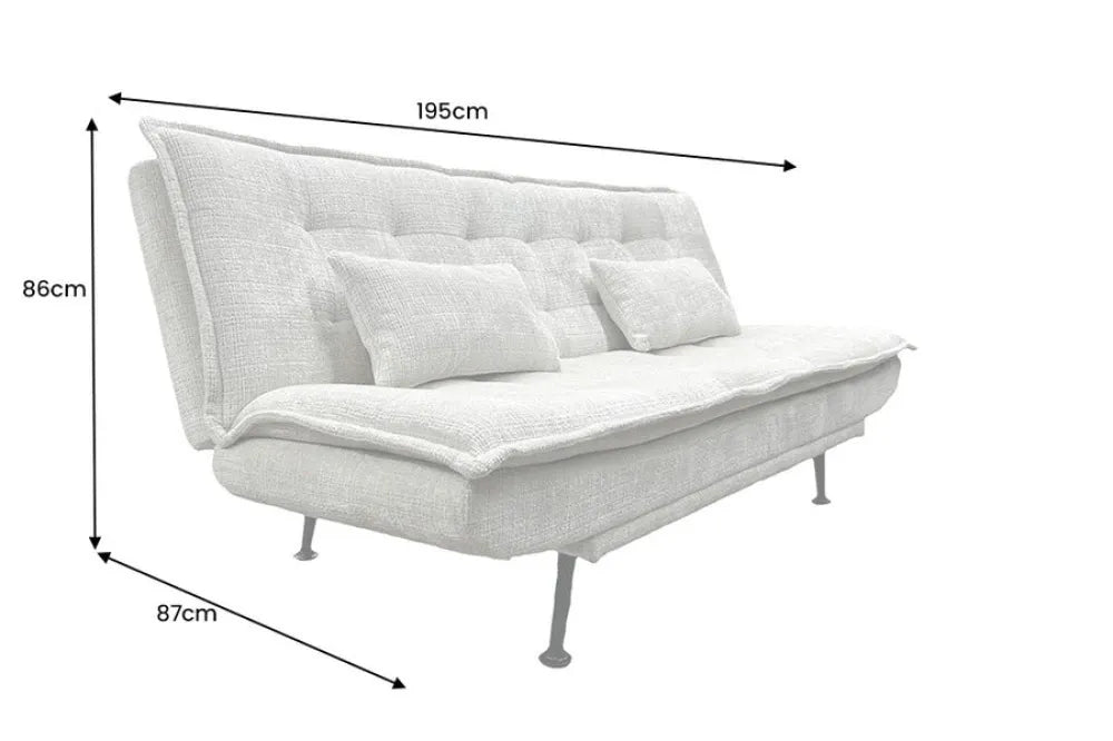 Canapea cu functie pat tapitata cu Chenille Bej L195cm Jazz