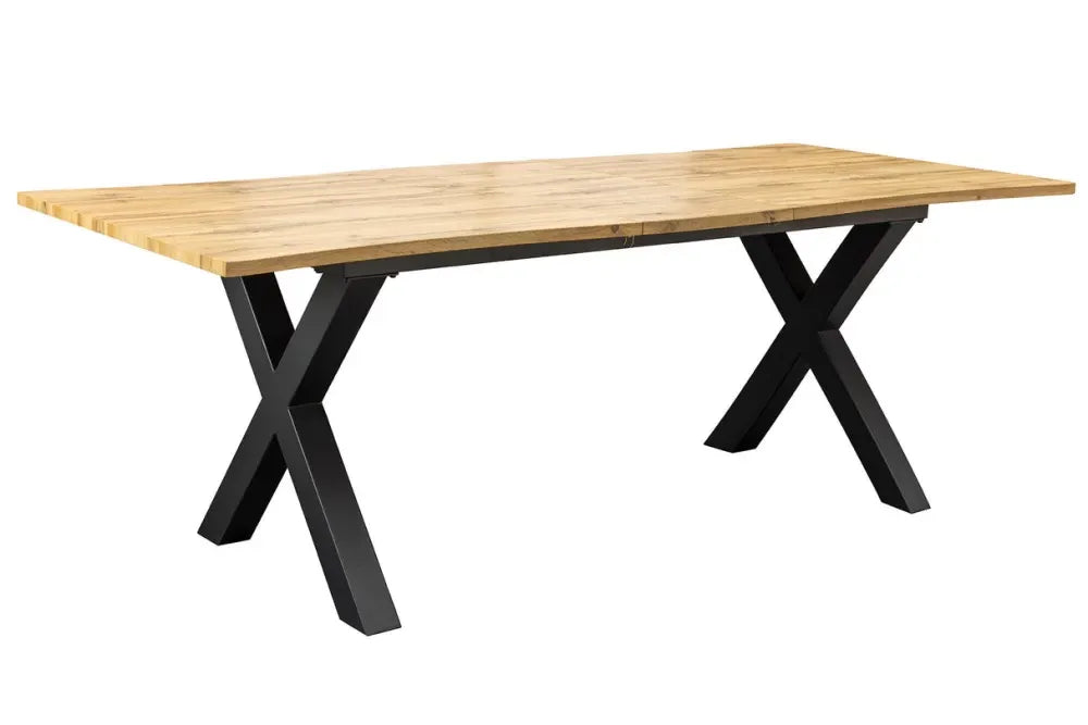 Masa din Derivat din lemn Maro si Metal Negru L180-220xH75cm Wild