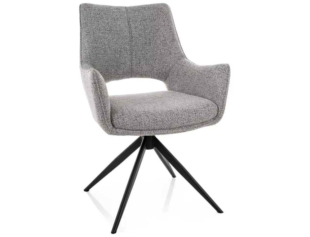 Scaun cu brate rotativ din Stofa Gri si Metal Negru H87xL59xA60cm Fino II